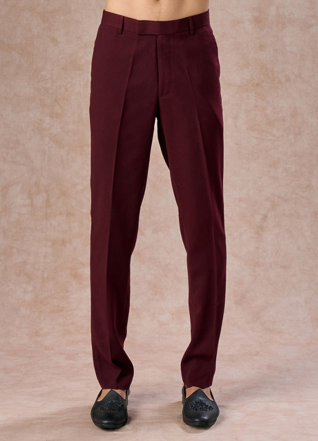 Manyavar Men Velvety Wine Indo Western Elegance