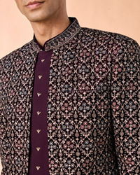 Manyavar Men Exquisite Purple Velvet Indo Western