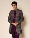 Manyavar Men Exquisite Purple Velvet Indo Western