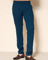 Manyavar Men Teal Blue Velvet Indo Western