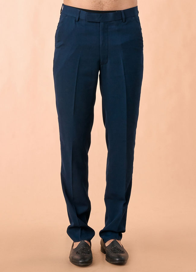 Manyavar Men Teal Blue Velvet Indo Western