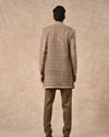 Manyavar Men Beige Velvet Indo Western Set with Embroidery
