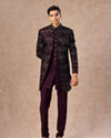 Manyavar Men Purple Embroidered Indo-Western