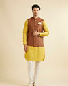 alt message - Manyavar Men Rust Red Aztec Print Jacket image number 2