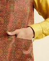 alt message - Manyavar Men Rust Red Aztec Print Jacket image number 3