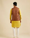 alt message - Manyavar Men Rust Red Aztec Print Jacket image number 4