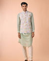 Manyavar Men Enchanting Light Mid Green Nehru Jacket