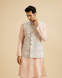 Manyavar Men Elegant Charm Cream Nehru Jacket
