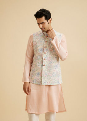 Manyavar Men Elegant Charm Cream Nehru Jacket