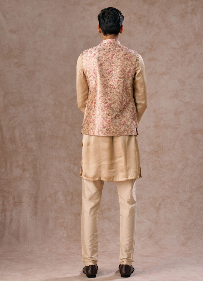 Manyavar Men Elegant Beige Nehru Jacket
