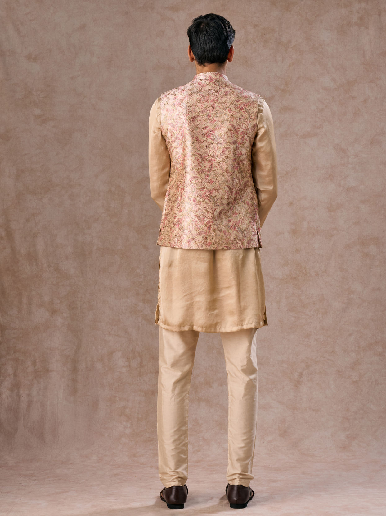 Manyavar Men Elegant Beige Nehru Jacket