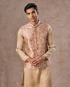 Manyavar Men Elegant Beige Nehru Jacket