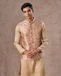 Manyavar Men Elegant Beige Nehru Jacket
