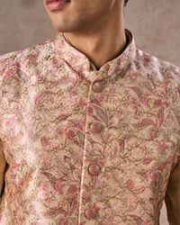 Manyavar Men Elegant Beige Nehru Jacket