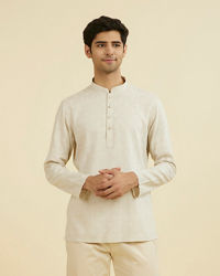 Manyavar Men Beige Quintessential Short Kurta