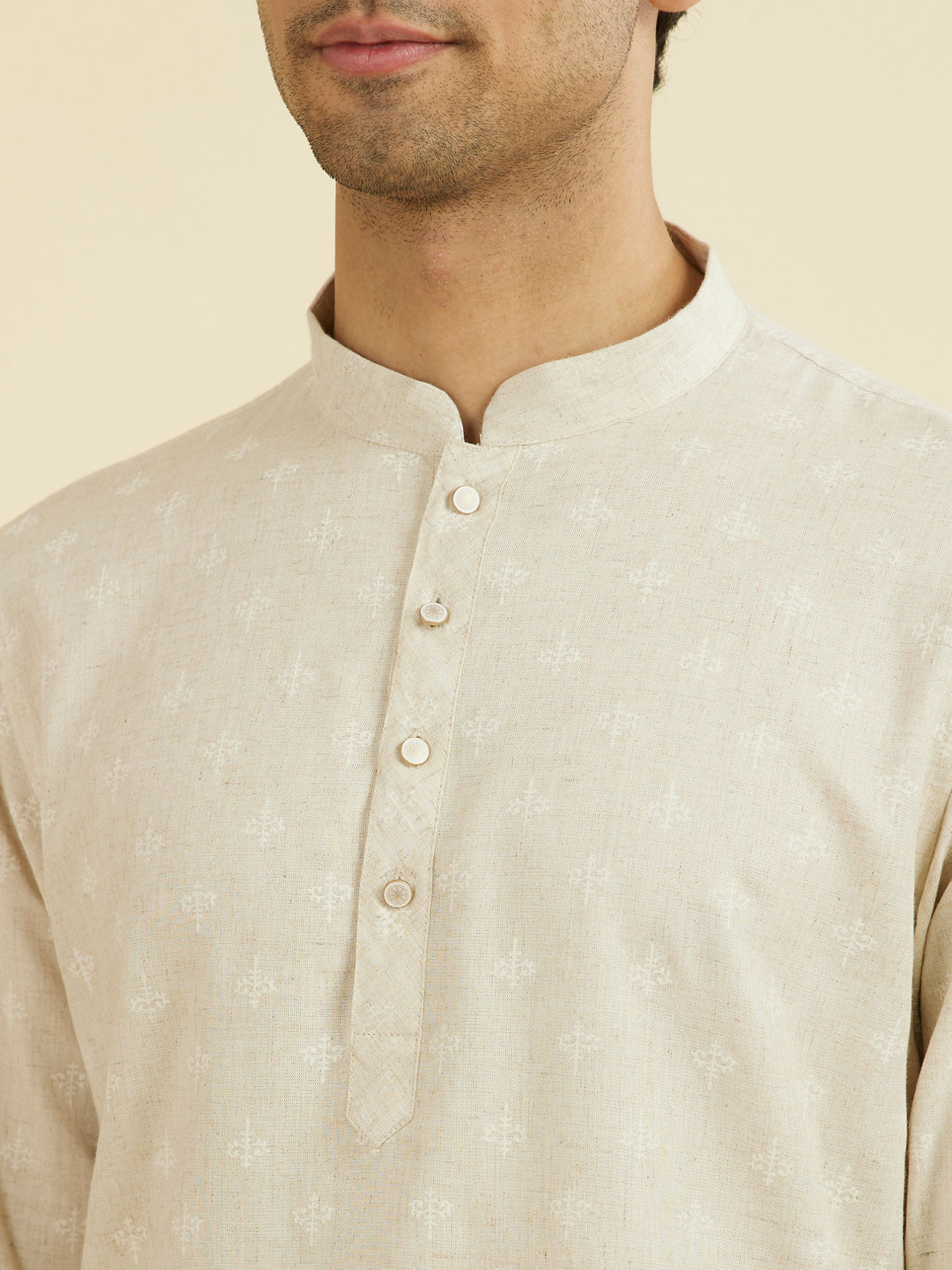 Manyavar Men Beige Quintessential Short Kurta