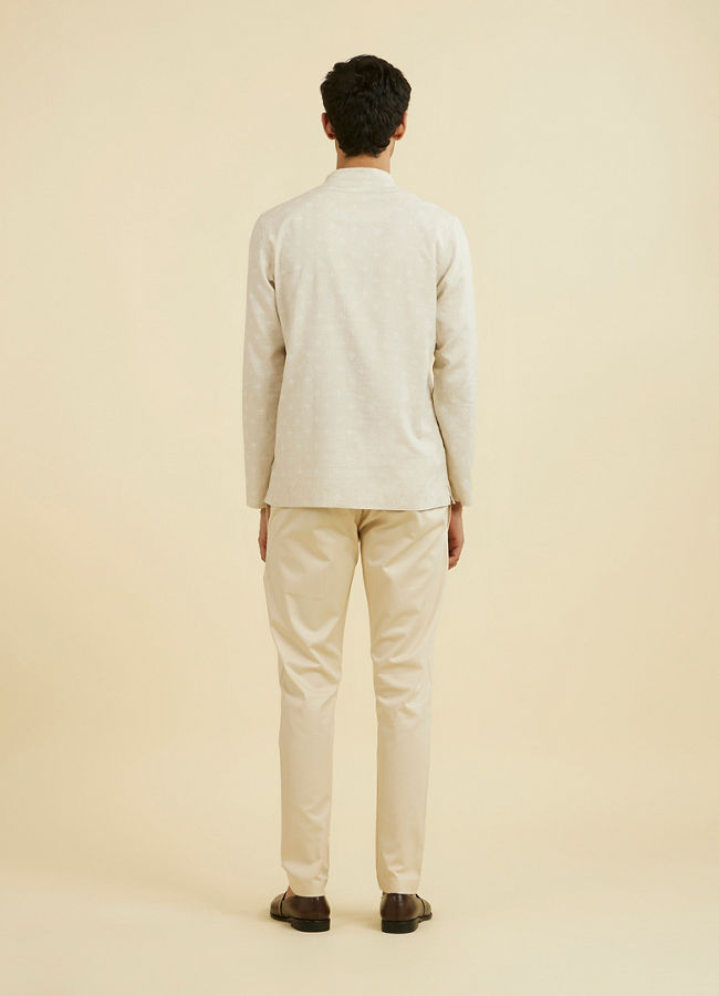 Manyavar Men Beige Quintessential Short Kurta