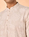 Manyavar Men Glamorous Beige Linen Short Kurta