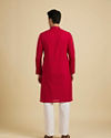 alt message - Manyavar Men Scarlet Red Kurta Set With Neck Detailing image number 5