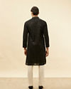 Manyavar Men Jet Black Chikankari Sequinned Kurta Set