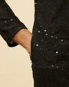 alt message - Manyavar Men Jet Black Chikankari Sequinned Kurta Set image number 3