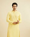 Manyavar Men Light Yellow Chikankari Kurta Pajama image number 0