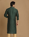 Manyavar Men Bottle Green Jacquard Kurta Pajama