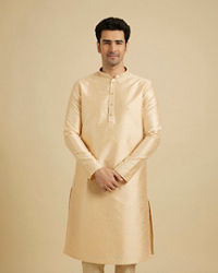 Manyavar Men Light Cream Embroidered Kurta Set