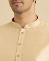 alt message - Manyavar Men Light Cream Embroidered Kurta Set image number 1