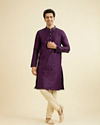 alt message - Manyavar Men Elegant Purple Kurta Pajama Set image number 2