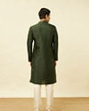 Manyavar Men Dark Green Lattice Patterned Sequined Kurta Set
