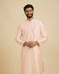 Manyavar Men Light Pink Sequins Kurta Pajama