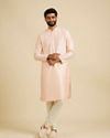 alt message - Manyavar Men Light Pink Sequins Kurta Pajama image number 1