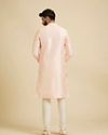 alt message - Manyavar Men Light Pink Sequins Kurta Pajama image number 4