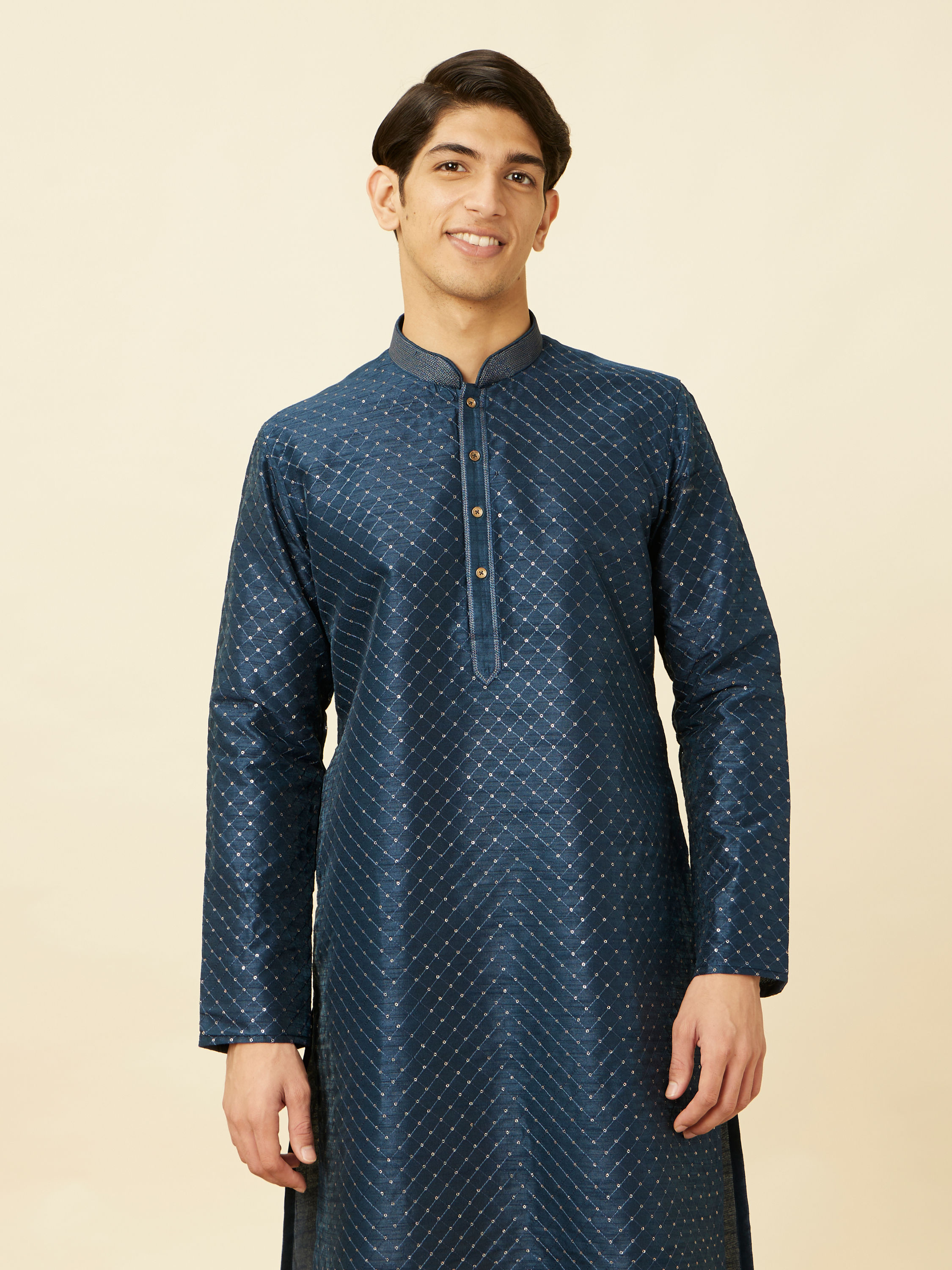 Manyavar Men Elegant Cream Kurta Pajama