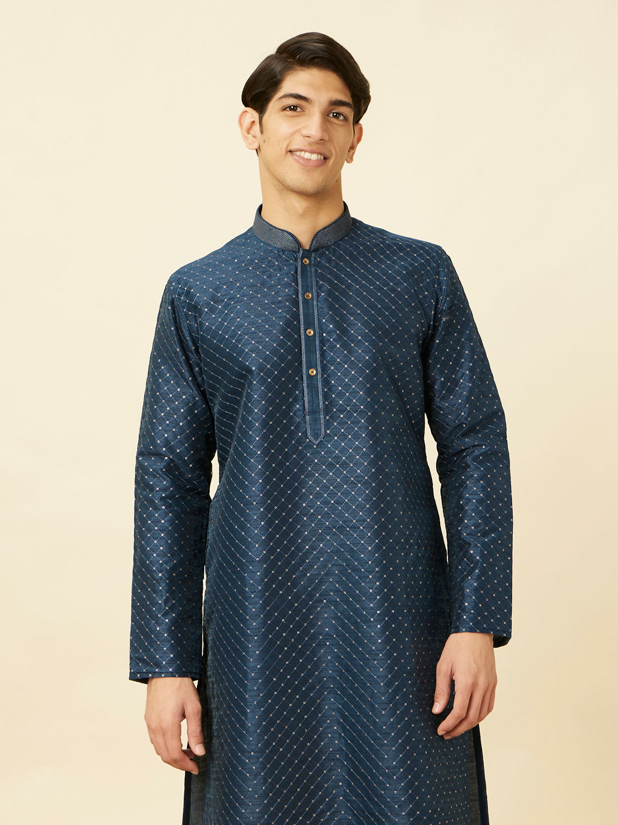 Manyavar Men Elegant Cream Kurta Pajama