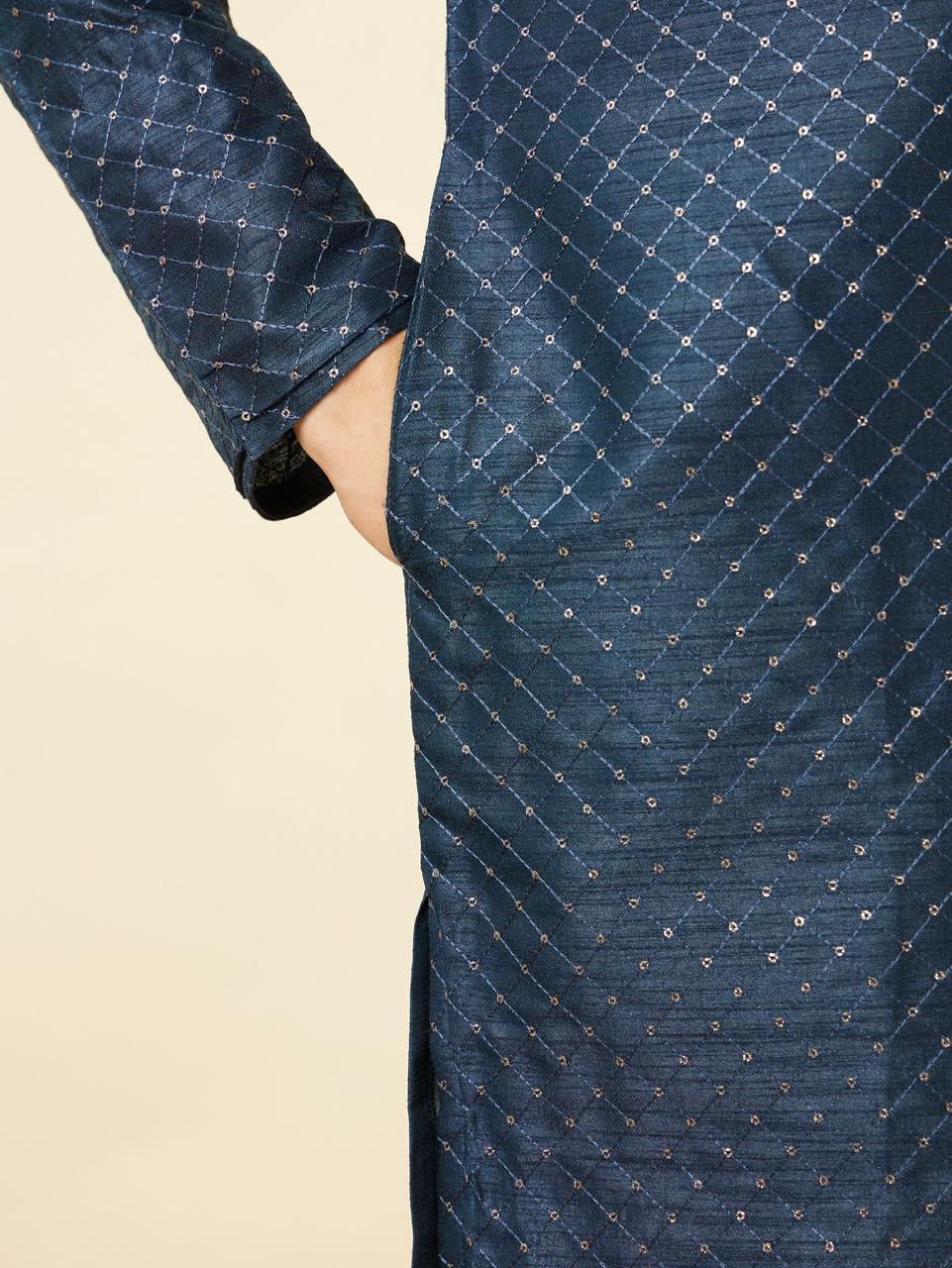 Manyavar Men Elegant Cream Kurta Pajama