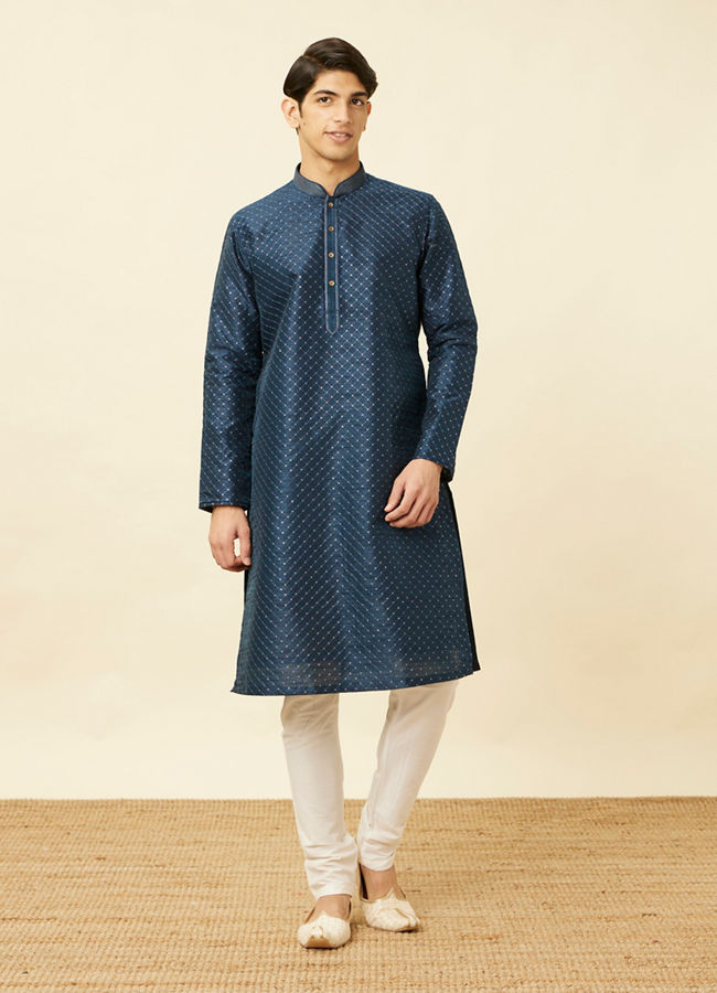 alt message - Manyavar Men Elegant Cream Kurta Pajama image number 2