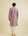 Manyavar Men Soft Lilac Jaal Sequinned Kurta Set with Striped Collar