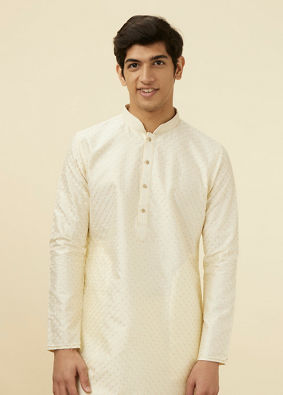 alt message - Manyavar Men Crisp White Kurta Pajama image number 0