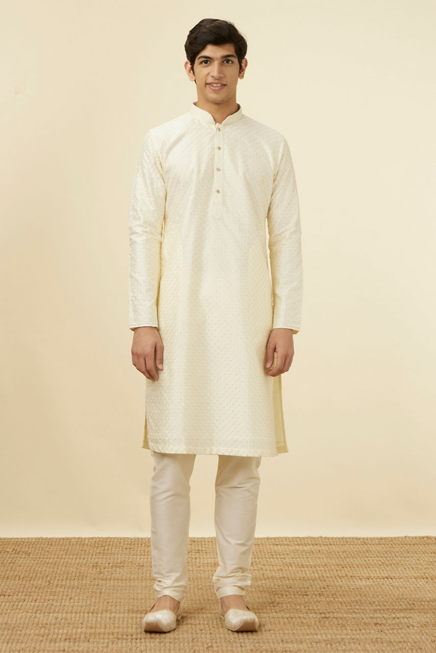 Manyavar Men Crisp White Kurta Pajama