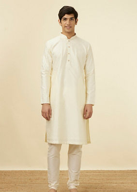 alt message - Manyavar Men Crisp White Kurta Pajama image number 2