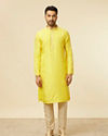 alt message - Manyavar Men Blazing Yellow Embroidered Sequinned Kurta Set image number 2