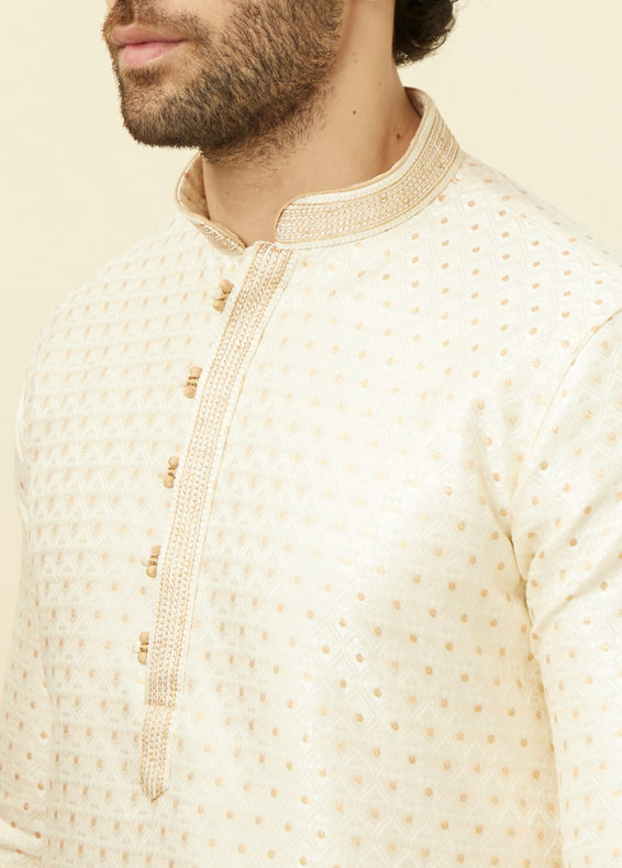 Manyavar Men Biscuit Jacquard Kurta Set
