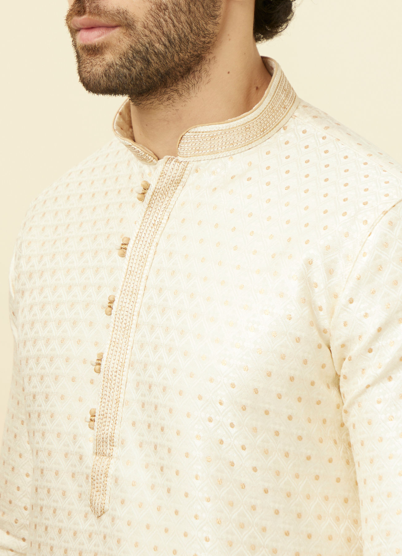 Manyavar Men Biscuit Jacquard Kurta Set