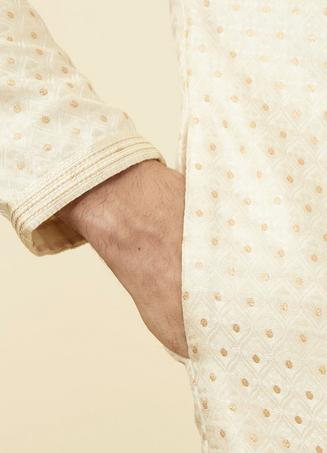 Manyavar Men Biscuit Jacquard Kurta Set