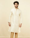 alt message - Manyavar Men Biscuit Jacquard Kurta Set image number 2