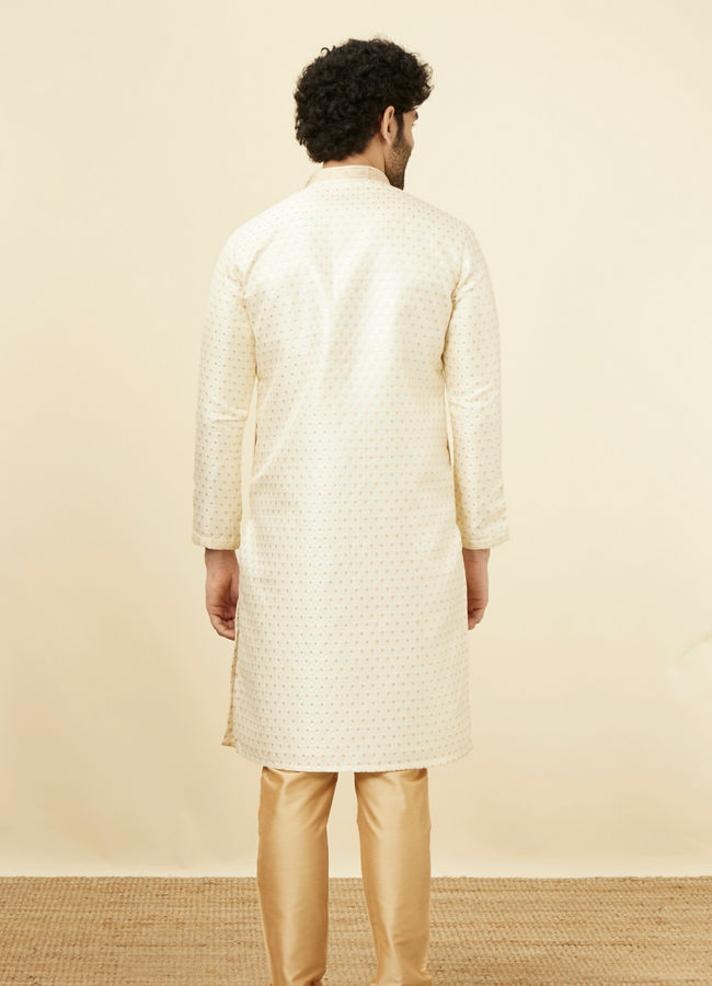 Biscuit Jacquard Kurta Set image number 5