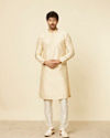 alt message - Manyavar Men Sand Beige Sequined Kurta Set image number 2