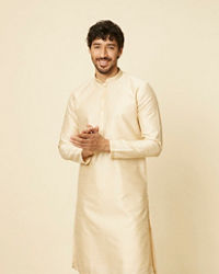 Manyavar Men Sand Beige Sequined Kurta Set